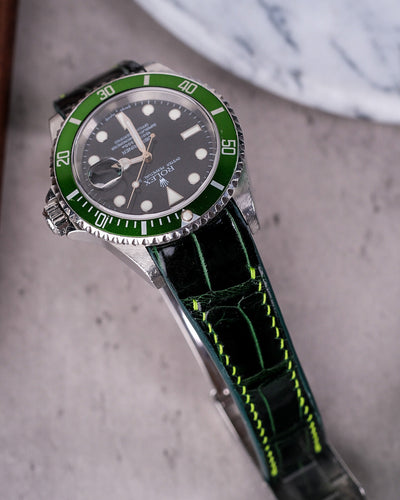 Bespoke Watch Strap in Hunter Green Crocodile