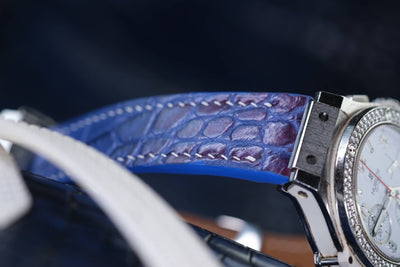 Bespoke Watch Strap in Electric Blue Himalayan Crocodile