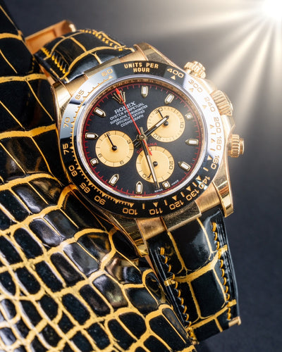 Bespoke Watch Strap in Gold Black Alligator