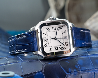 Bespoke Watch Strap in Tie Dye Blue Crocodile
