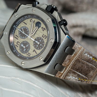 Bespoke Watch Strap in Natural Himalayan Crocodile