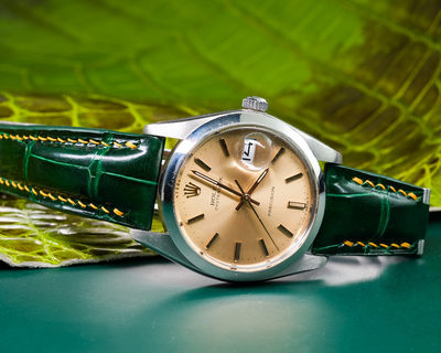 Bespoke Watch Strap in Hunter Green Crocodile