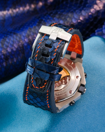 Bespoke Watch Strap in Blue Python