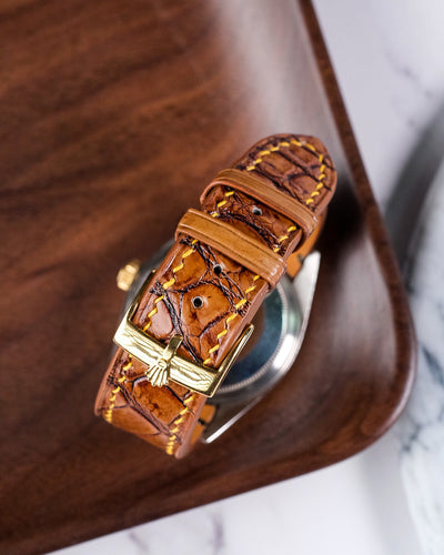 Bespoke Watch Strap in 2 Tone Chestnut Brown Crocodile