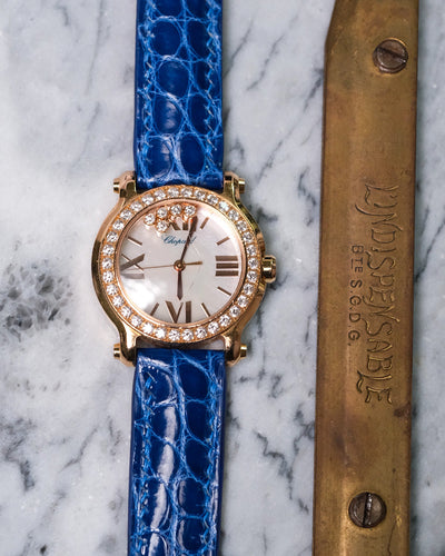 Bespoke Watch Strap in Royal Blue Circular Grains Alligator