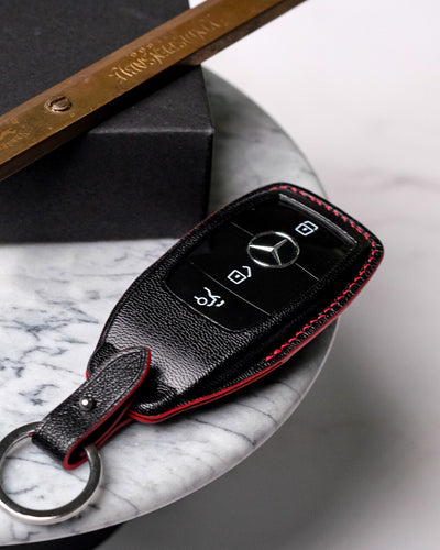 Bespoke Key Fob Cover in Black Chèvre