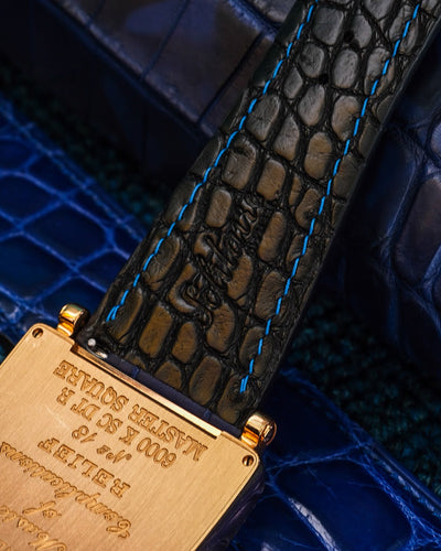 Bespoke Watch Strap in Tie Dye Blue Crocodile