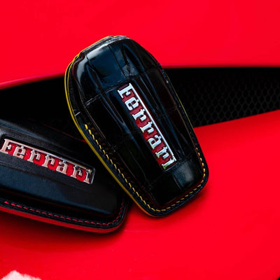 Bespoke Key Fob Covers in Black Crocodile & Black Nappa