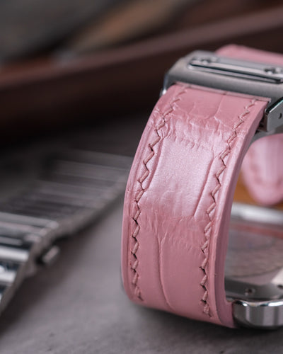 Bespoke Watch Strap in Baby Pink Crocodile