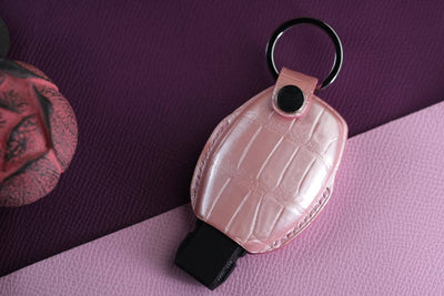 Bespoke Key Fob Cover in Baby Pink Crocodile