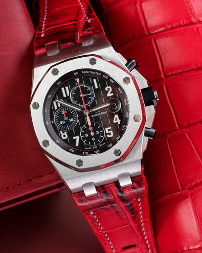 Bespoke Watch Strap in Red Himalayan Crocodile