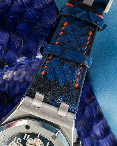 Bespoke Watch Strap in Blue Python