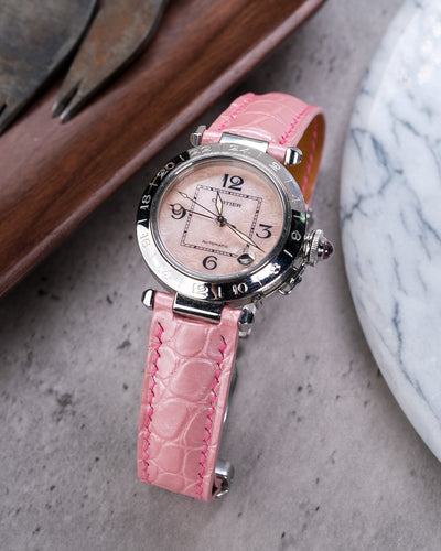 Bespoke Watch Strap in Baby Pink Crocodile