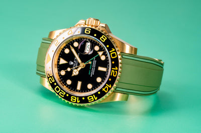 Solitaire Rubber straps in Deep Emerald Green for Rolex GMT-Master II 116718LN