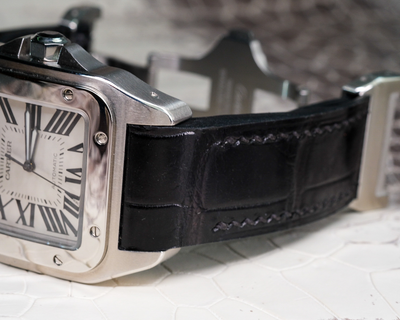 Bespoke Watch Strap in Black Crocodile