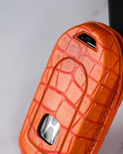 Bespoke Key Fob Cover in 2 Tone Orange Crocodile
