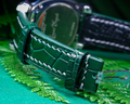 Bespoke Watch Strap in Hunter Green Crocodile
