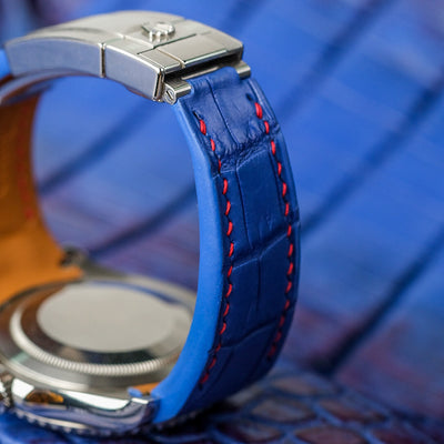 Bespoke Watch Strap in Electric Blue Himalayan Crocodile