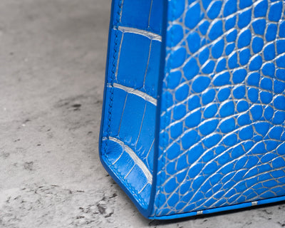 Bespoke Clutch Bag in 2 Tone Blue Silver Alligator
