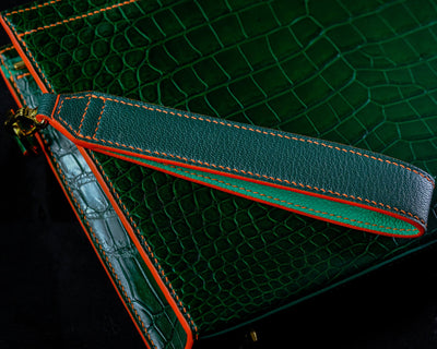 Bespoke Clutch Bag in Pine Green Crocodile