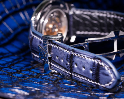 Bespoke Watch Strap in Grey Rubbed Off Crocodile