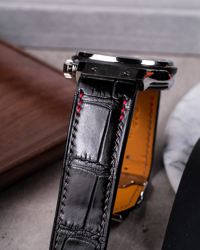 Bespoke Watch Strap in Black Crocodile