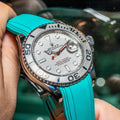 Solitaire Rubber straps in Turquoise Blue for Rolex Yacht-Master 116622