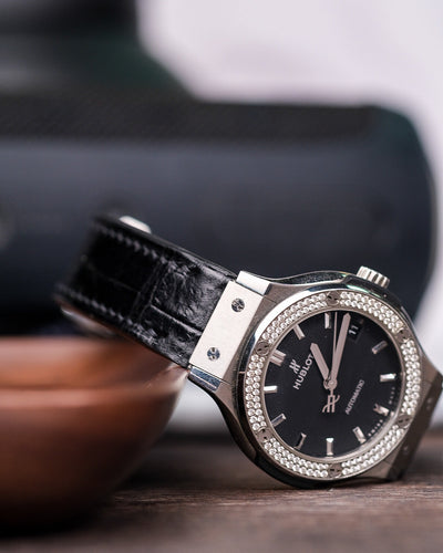 Bespoke Watch Strap in Jet Black Crocodile