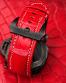 Bespoke Watch Strap in Ferrari Red Crocodile