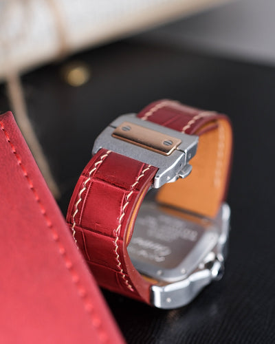 Bespoke Watch Strap in Wine Red Crocodile