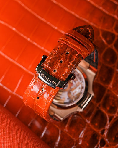 Bespoke Watch Strap in Orange Himalayan Crocodile