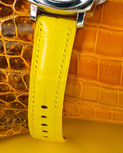 Bespoke Watch Straps in Yolk Yellow Crocodile
