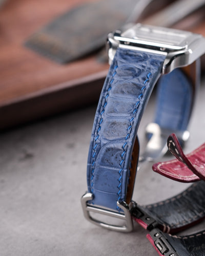 Bespoke Watch Strap in Baby Blue Himalayan Crocodile