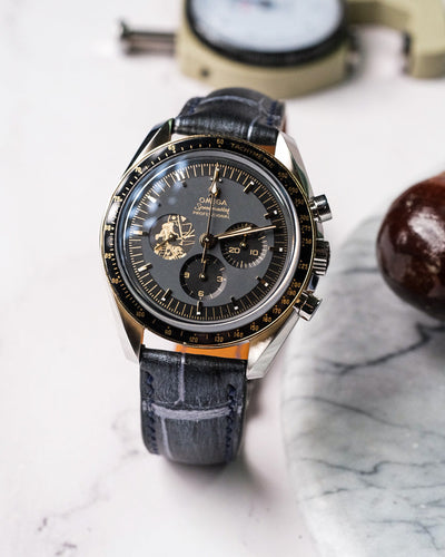 Bespoke Watch Strap in Black Silver Crocodile