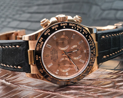Bespoke Watch Strap in Black Nubuck Alligator