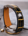 Bespoke Watch Strap in Gold Black Alligator
