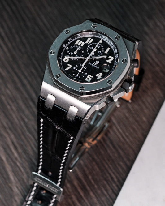 Bespoke Watch Strap in Black Crocodile