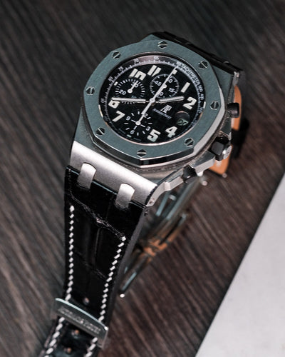 Bespoke Watch Strap in Black Crocodile