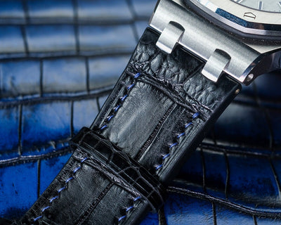 Bespoke Watch Strap in Navy Blue Crocodile