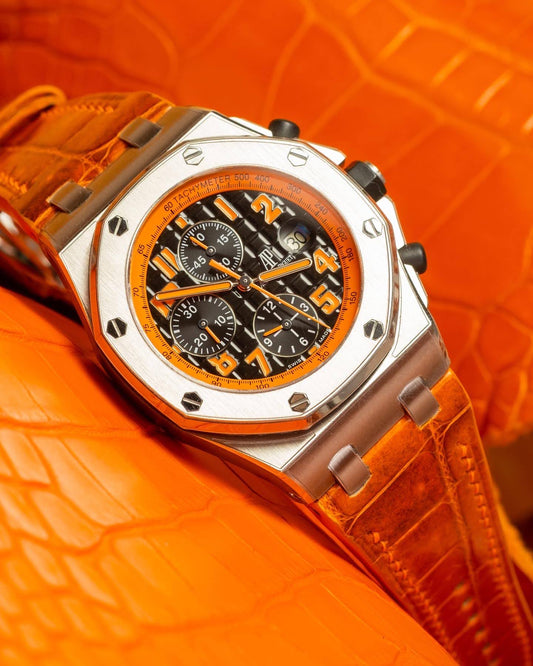 Bespoke Watch Strap in Orange Himalayan Crocodile