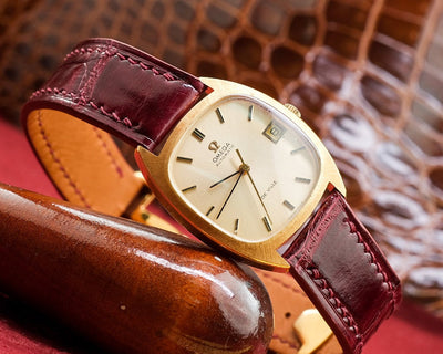 Bespoke Watch Strap in Maroon Red Crocodile