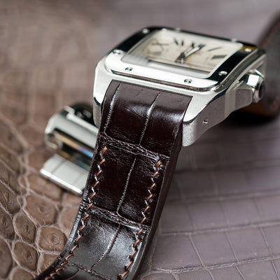 Bespoke Watch Strap in Chocolate Brown Crocodile