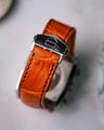 Bespoke Watch Strap in Volcano Orange Alligator