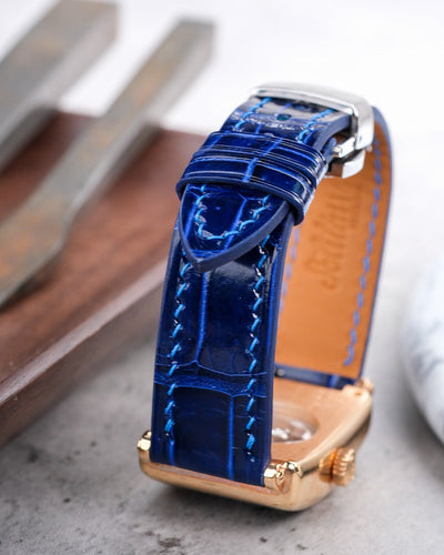 Bespoke Watch Strap in Electric Blue Crocodile