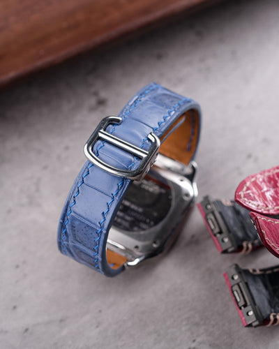 Bespoke Watch Strap in Baby Blue Himalayan Crocodile