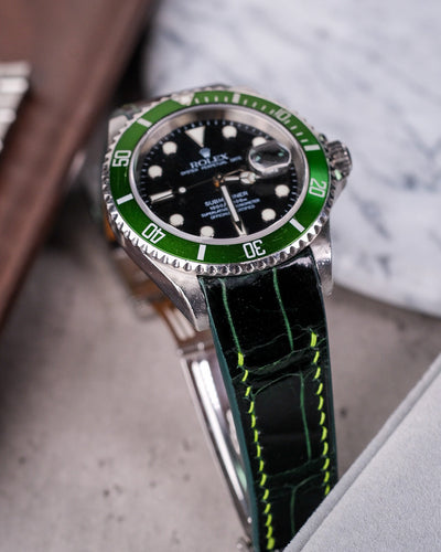Bespoke Watch Strap in Hunter Green Crocodile