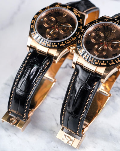 Bespoke Watch Straps in Black Crocodile