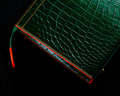 Bespoke Clutch Bag in Pine Green Crocodile