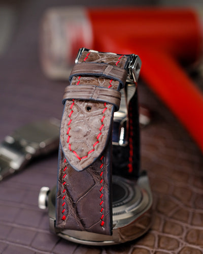 Bespoke Watch Strap in Grey Himalayan Crocodile