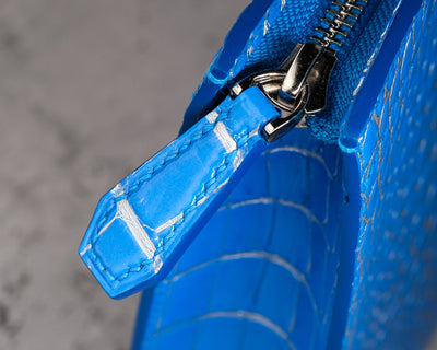 Bespoke Clutch Bag in 2 Tone Blue Silver Alligator